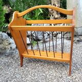 Porte-revues bois et laiton 50-60 style scandinave