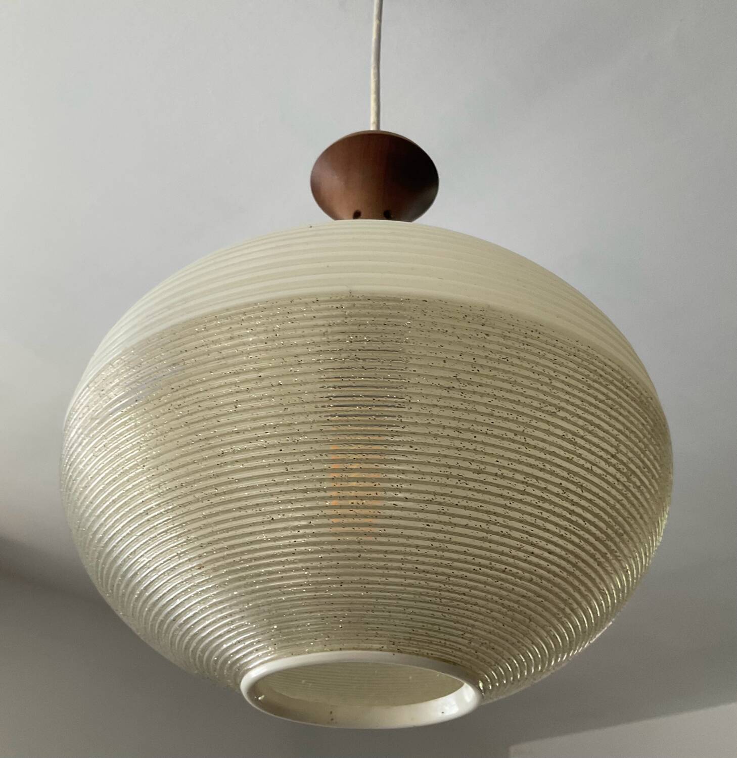 Rotaflex pendant light in Rhodoid and teak from the 1960s