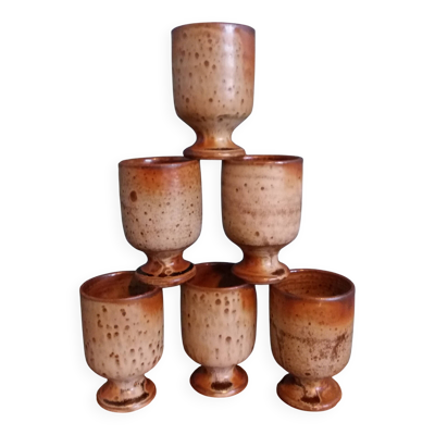 Tasses mazagrans, verres à pied en grès de Puisaye, Jean-Pierre Prud’homme
