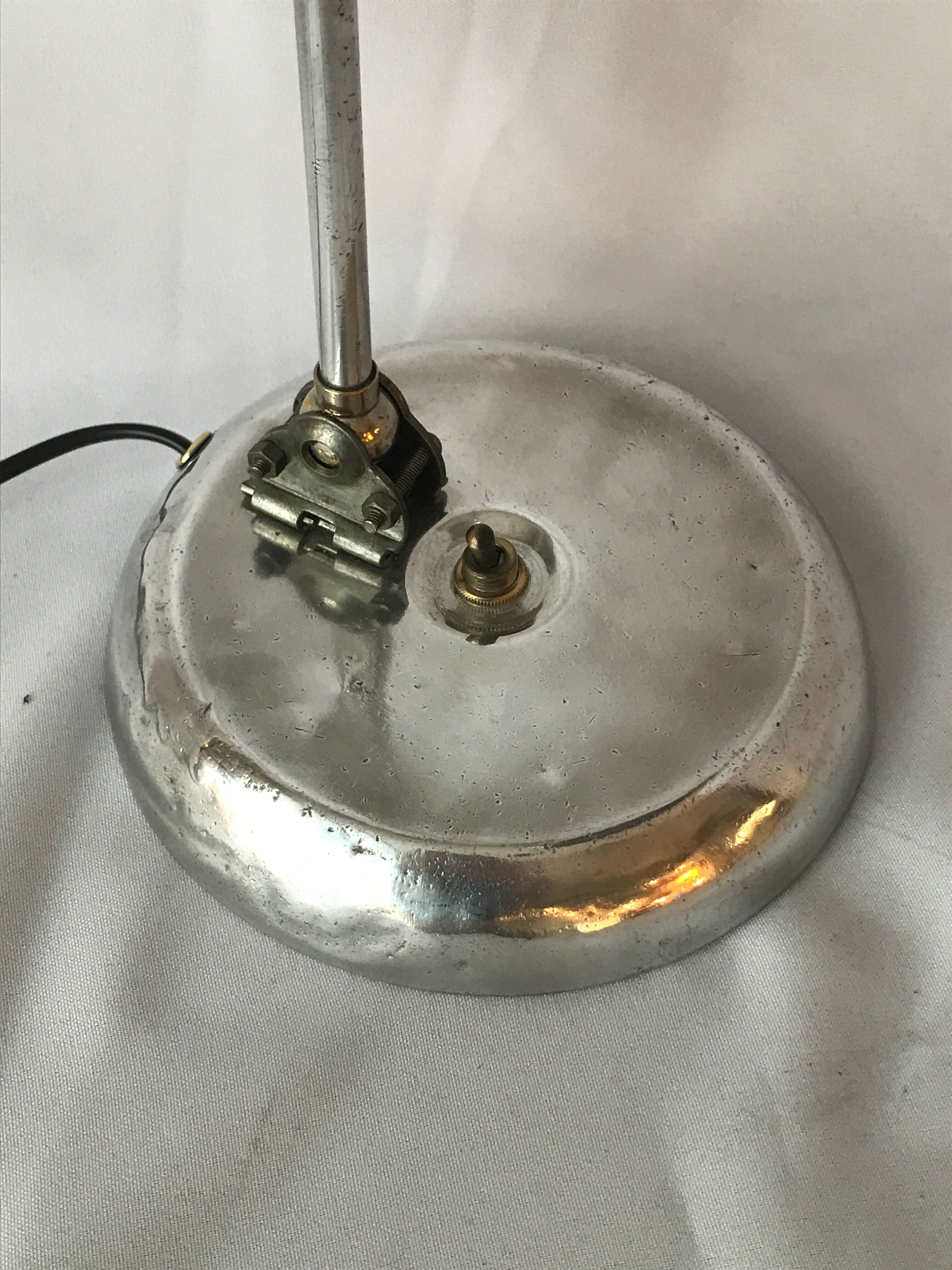 Industrial desk lamp 1950 in polished metal Bauhaus type