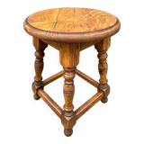 Tabouret brutaliste en chêne