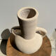 Handmade terracotta vase painted in beige with double handles h:32 d:25