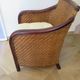 Colonial style armchair - woven rattan and exotic wood - vintage