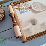 Art deco mirror top white wood and brass