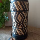 Bottle vase sheathing braided basketry and leather Ethnic Crafts