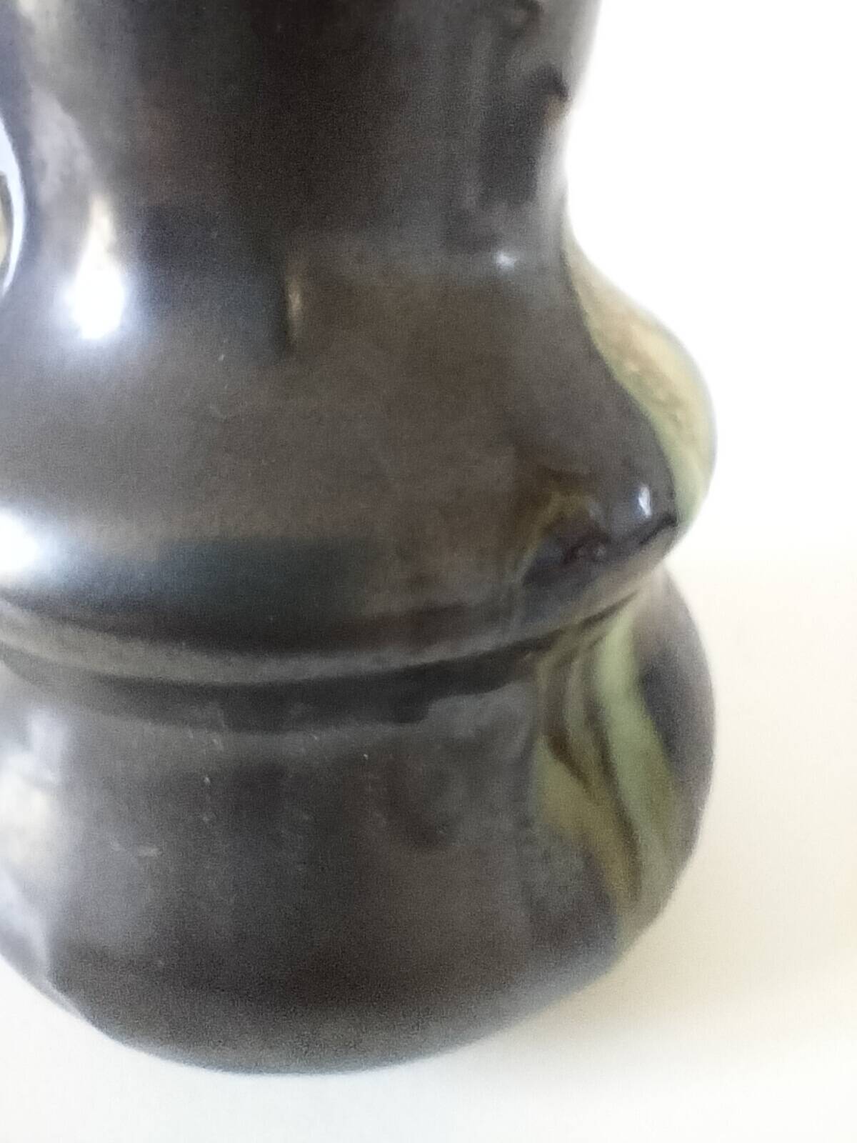 Thulin vase Belgium flamed green black enamel
