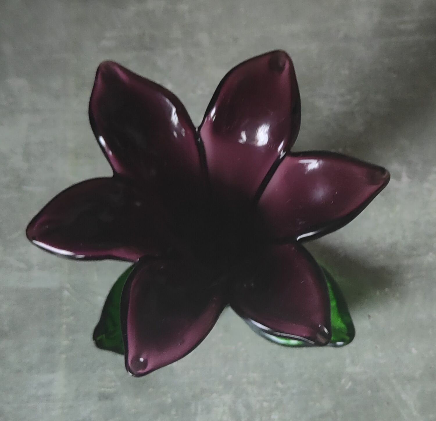 Blown glass flower candle holder