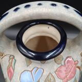 Vase Aiguière Art Déco fleurs émaillé signé Amphora République tchèque