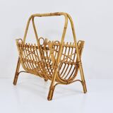 Bamboo and rattan magazine rack in the style of Franco Albini, Italy, 1950s.