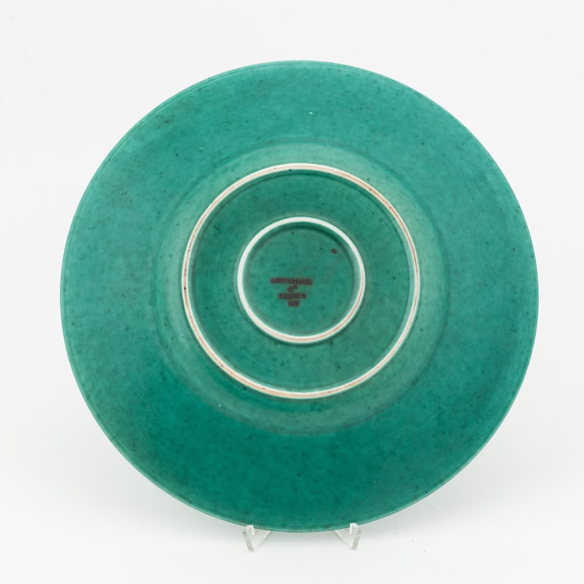 Plate by wilhelm kage "argenta" gustavsberg sweden 1944. signed and dated.