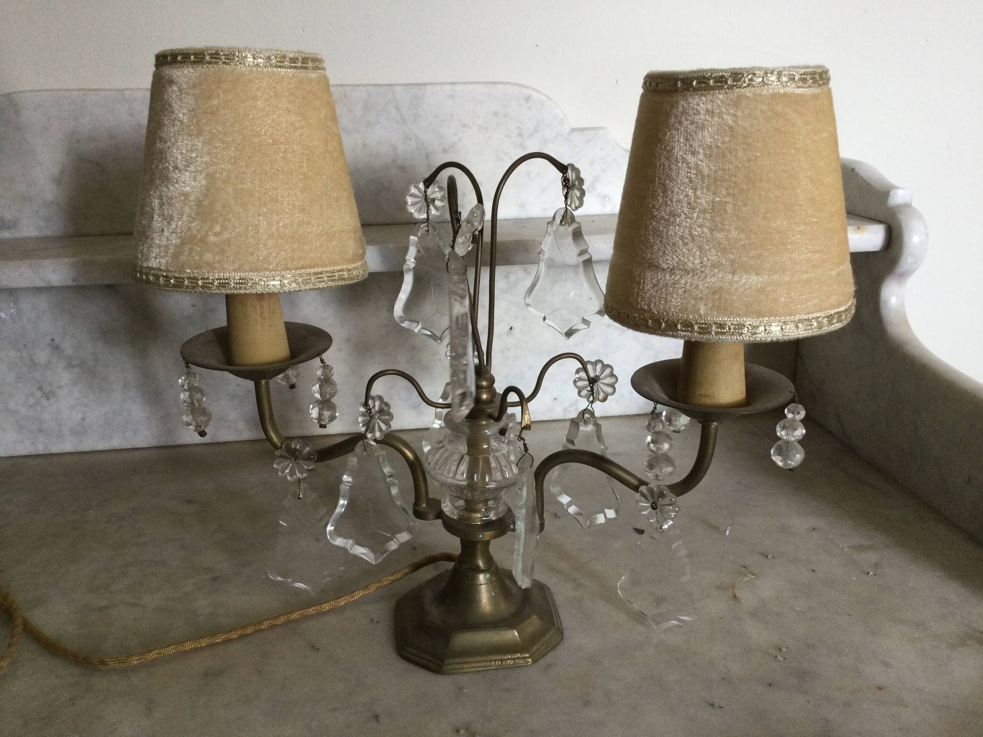 Antique brass lamp with 2 branches