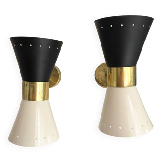 Pair of 1950s design "diabolo" wall lights