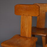 Brutalist elm wood dining chairs 1970s
