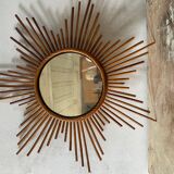 Vintage rattan sun mirror