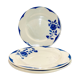 4 white porcelain plates with blue flowers