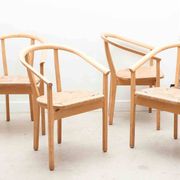 Set of 4 Scandinavian straw chairs