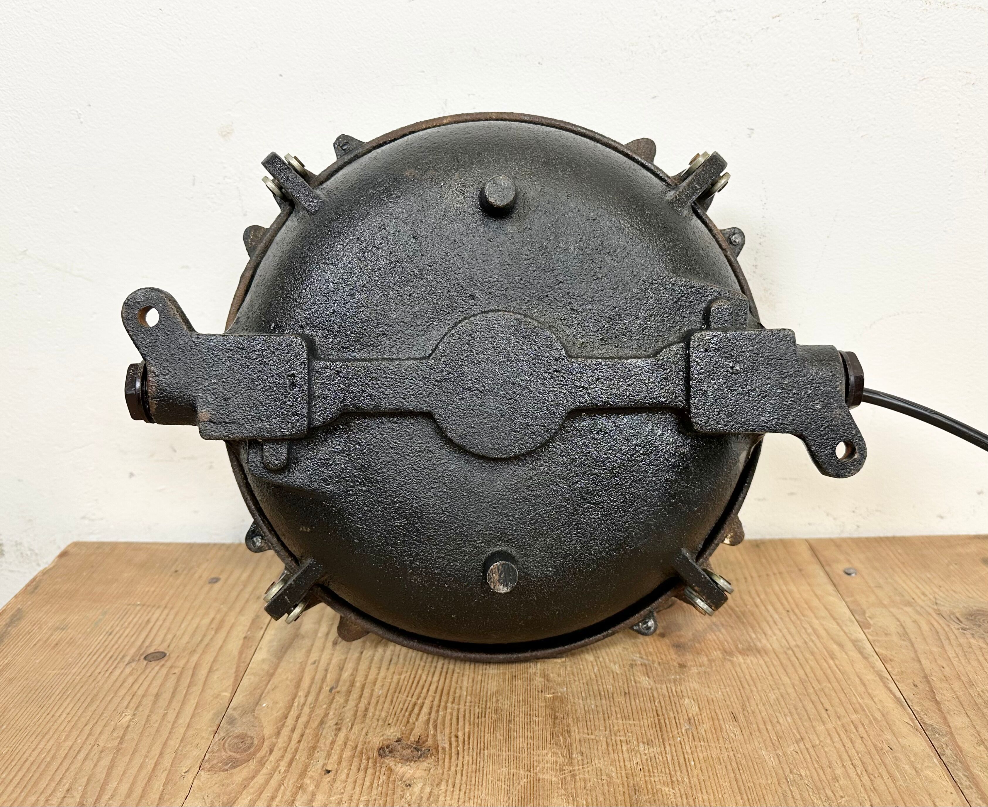 Black Industrial Cast Iron Wall or Ceiling Light from Elektrosvit, 1960s