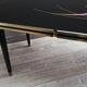 Table basse pieds compas plateau verre vintage 50/60
