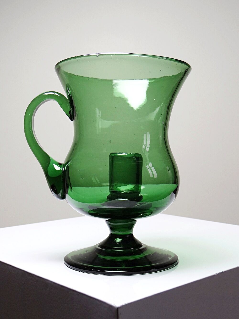 Large vintage green blown glass lantern, 1960s-70s.