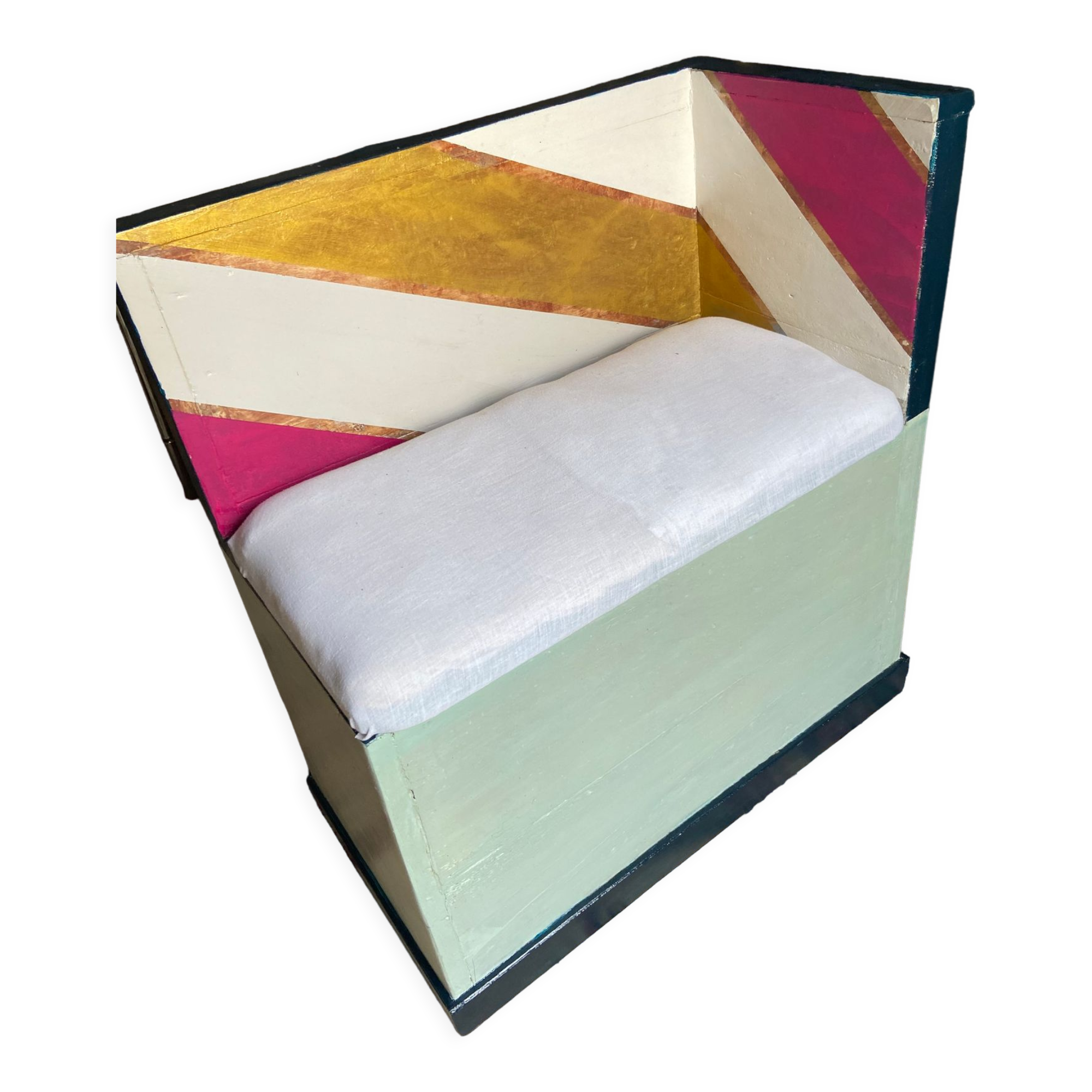 Corner bench rustic wooden chest