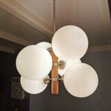 Chandelier 6 bulbs Temde Leuchten 1970s