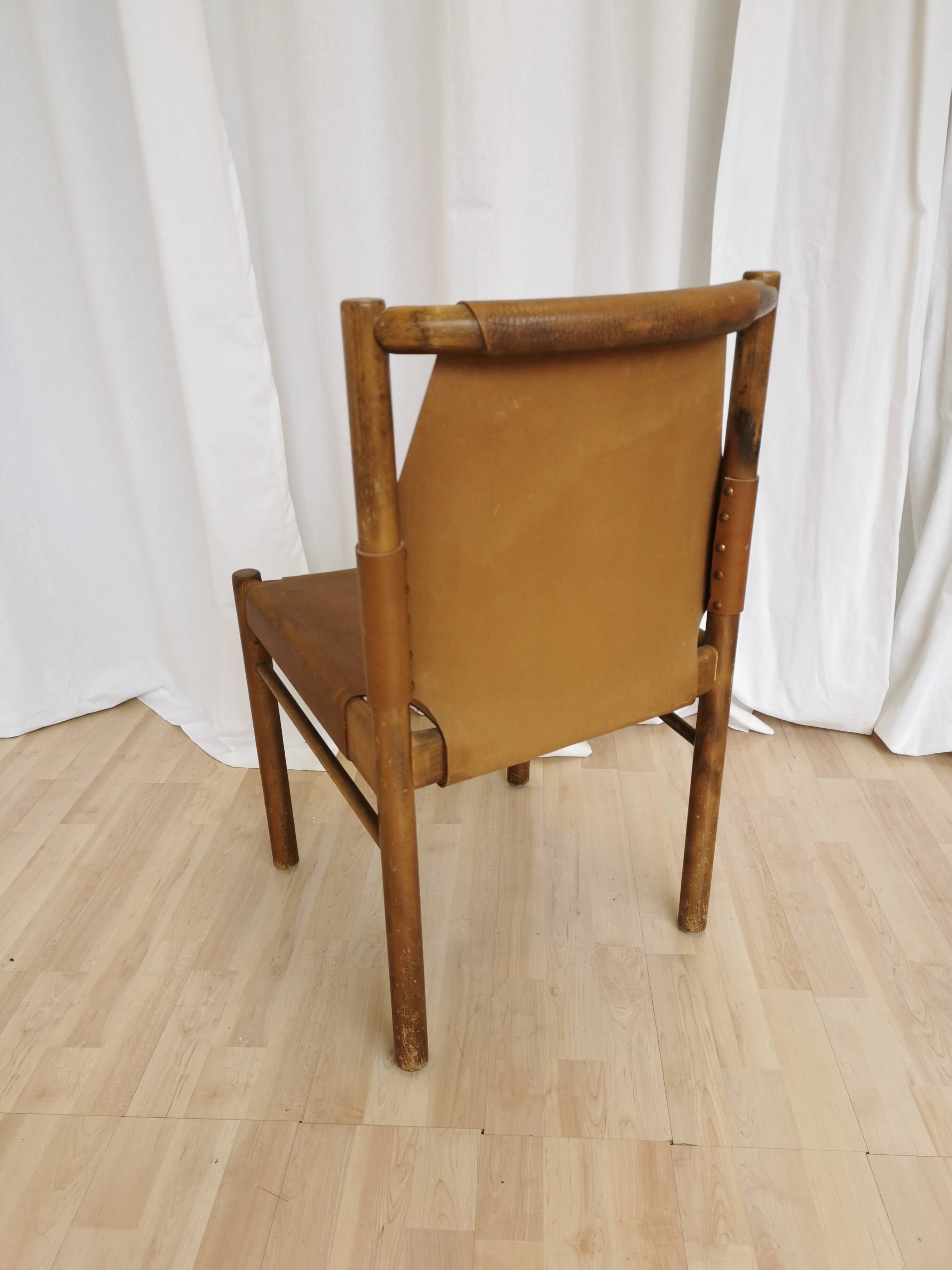 Vintage Janez Lajovic Leather Dining Chair: Mid-Century Modern 1980s