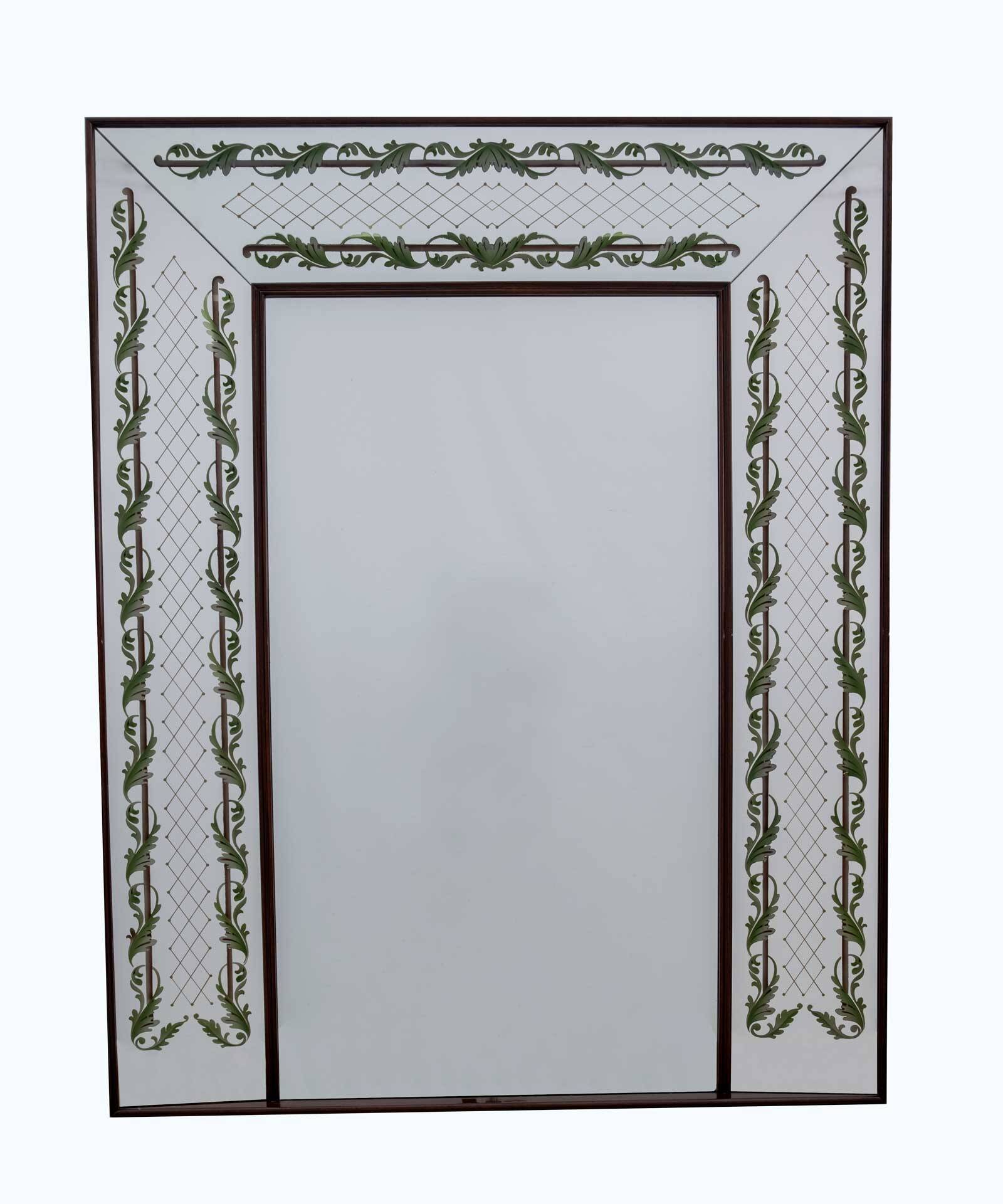Luigi Brusotti Mid-Century Modern Italian Decorated Mirror, 1940s