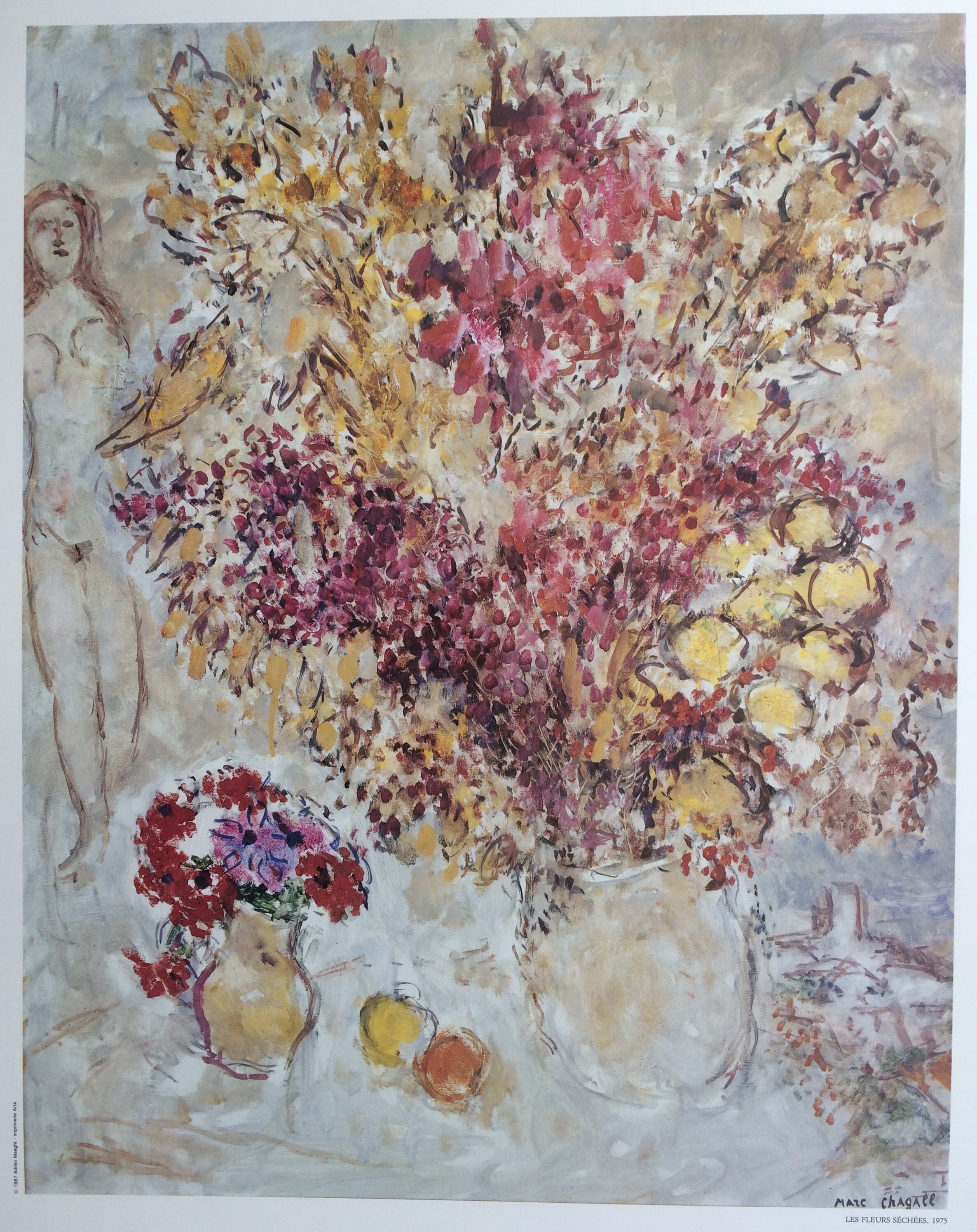 Marc chagall (after), galerie adrien maeght, 1987. original exhibition poster