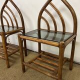 Pair of bamboo and rattan bedside tables
