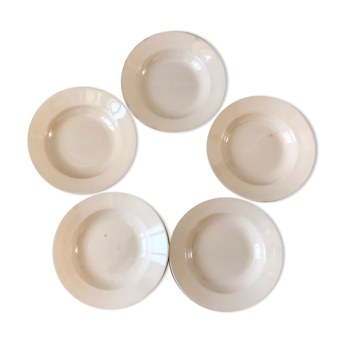 Lot de 5 assiettes creuses rose pâles Digoin Sarreguemines années 40