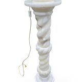 Neoclassical alabaster urn lamp on column
