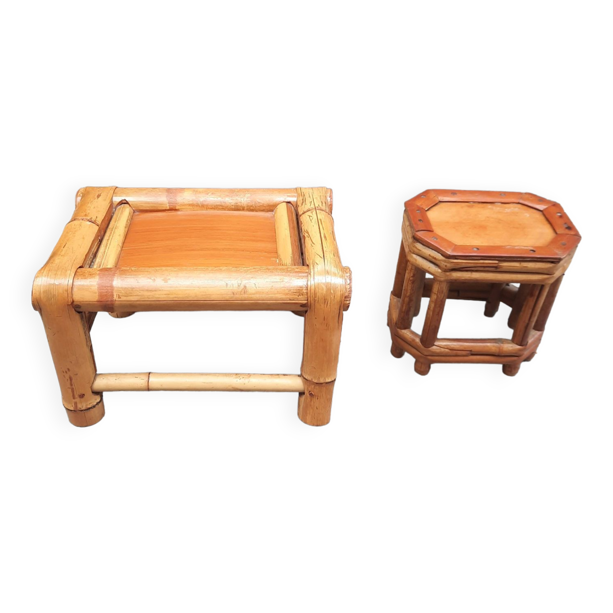 Set of two bamboo plant holders