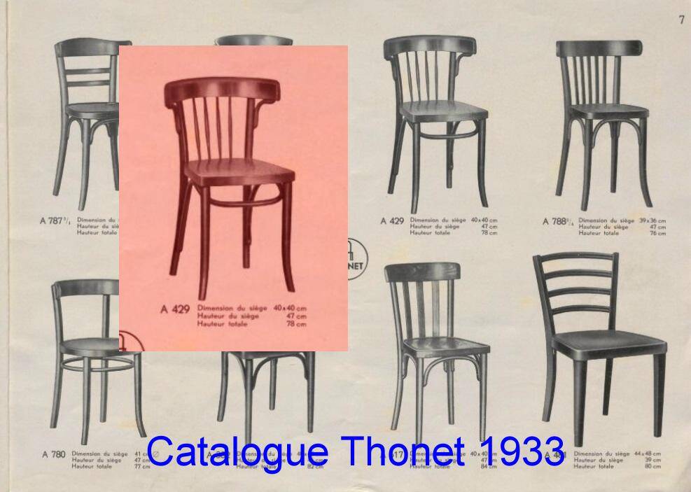 Série de 4 chaises Thonet Art déco bistrot blondes 1930
