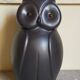 Potter's owl signed in vintage black ceramic