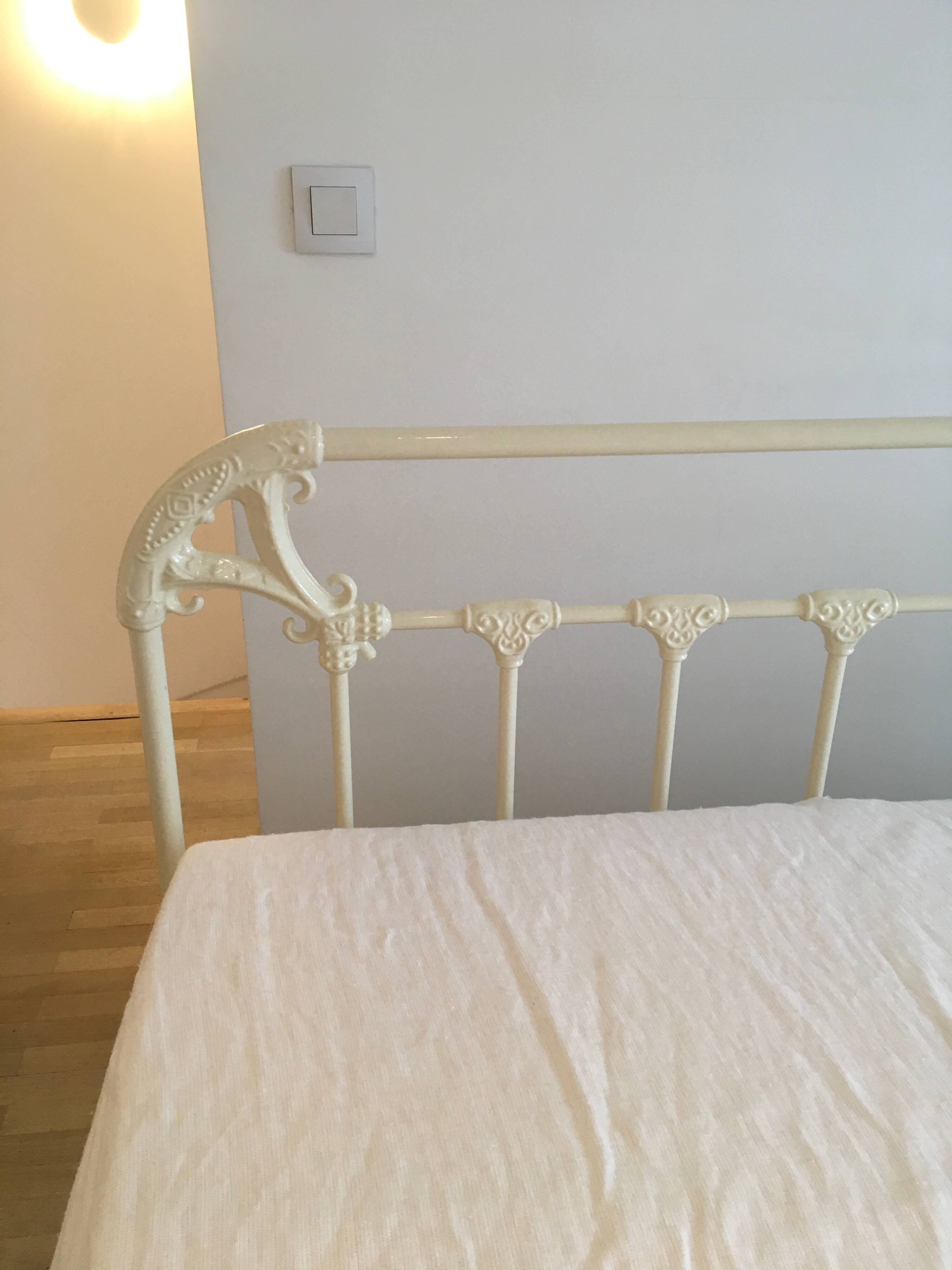Bed 160 white wrought iron Irish handcrafted Celtic motifs