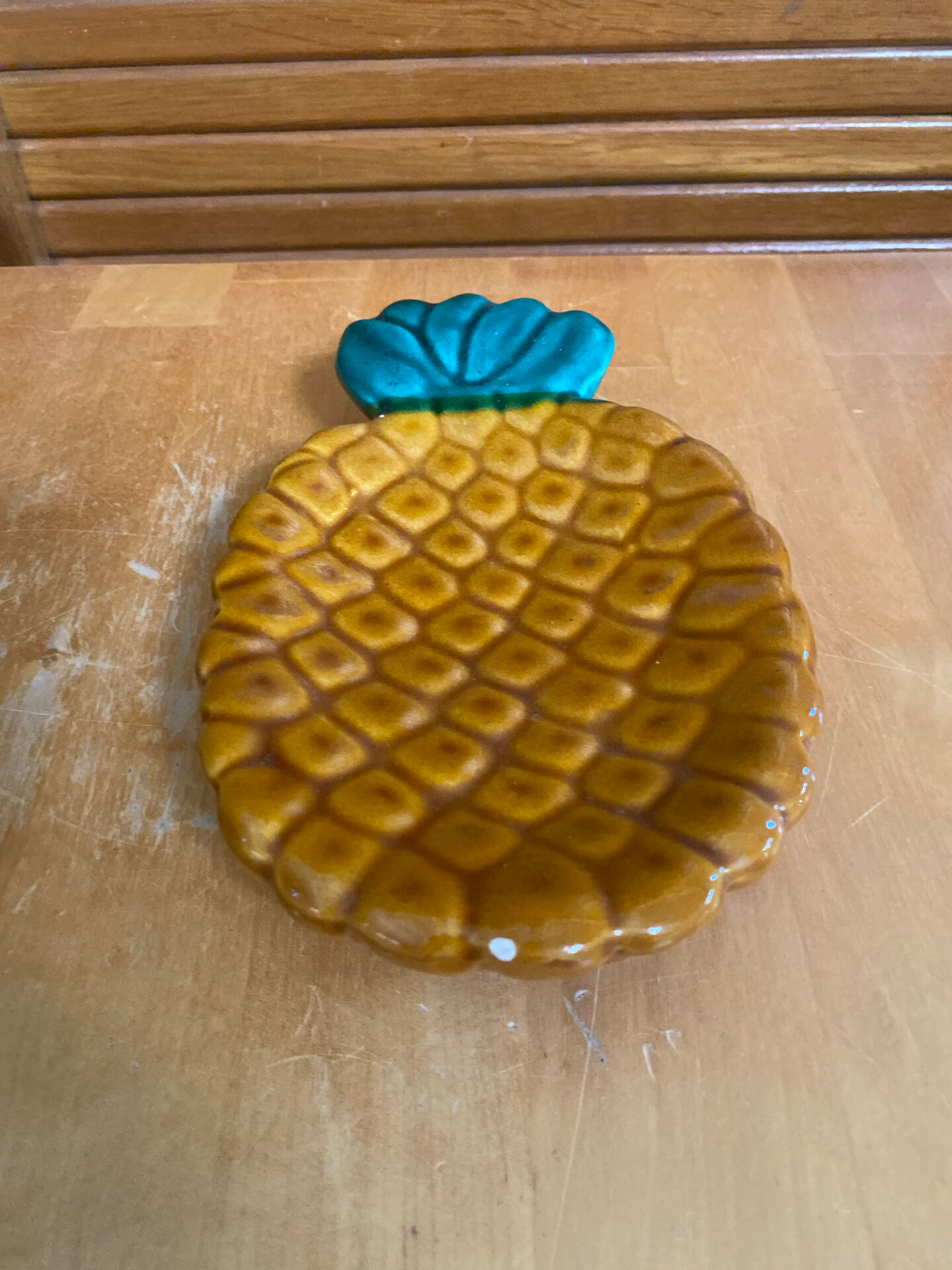 Vintage polychrome ceramic pineapple shaped butter dish vallauris #e