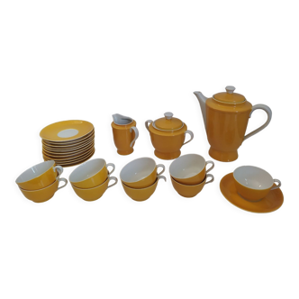 Vintage Limoges porcelain coffee set yellow orange color