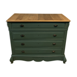 Old olive green oak chest of drawers