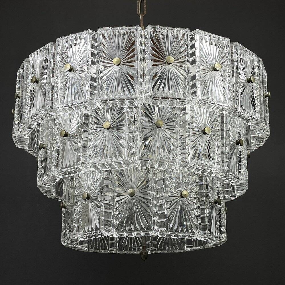 Lustre en cristal vintage, Italie, années 1960