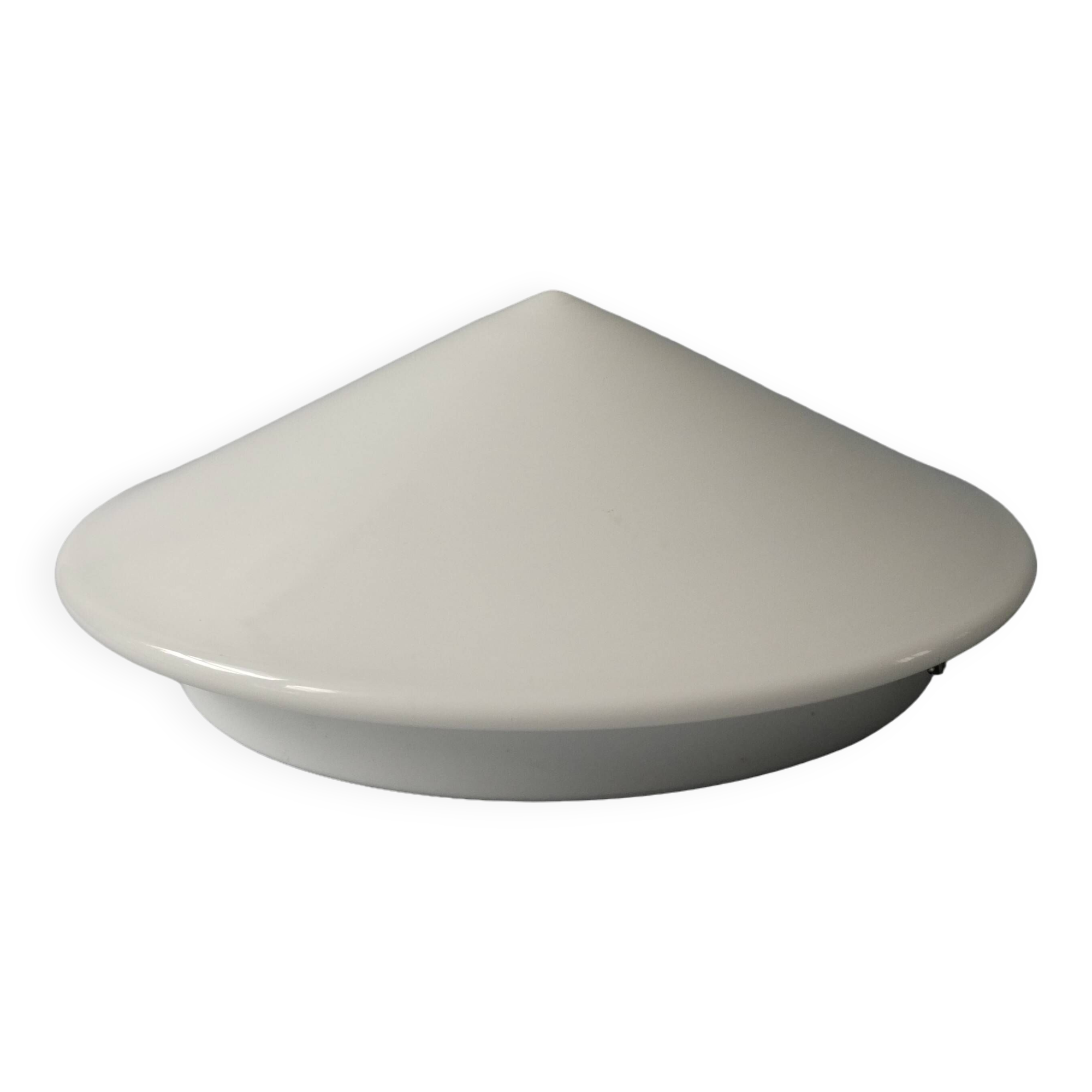 80s wall or ceiling light, lacquered metal and white opaline