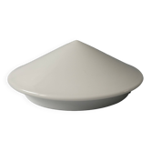 Applique ou plafonnier années 80, métal laqué et opaline blanche