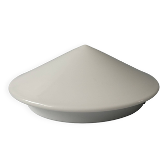 80s wall or ceiling light, lacquered metal and white opaline