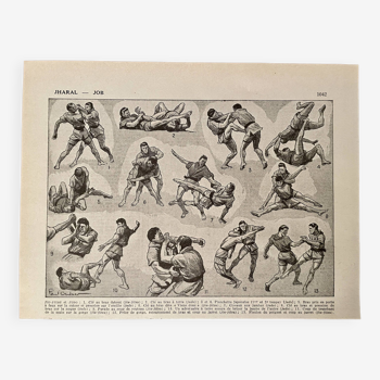 Lithographie sur le ju-jitsu - 1940