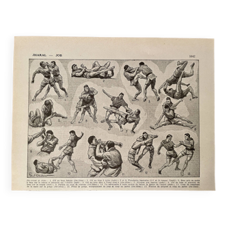 Lithographie sur le ju-jitsu - 1940