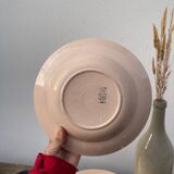 8 hollow plates Digoin Sarreguemines powder pink old