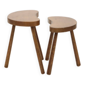 Vintage Wooden Kidney-Shaped Nesting Tables – Solid Wood