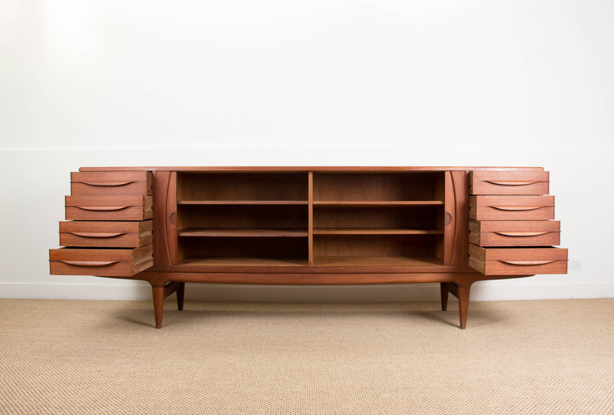 Large Danish sideboard in teak model U15 by Johannes Andersen 1965.