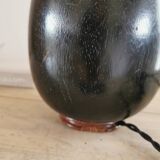 Lampe de table en bois d'ébène et rotin