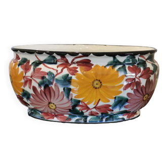 Vintage flowery ceramic from Schramberg, Jar, Planter, Cache Pot.