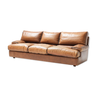 Cross 0302 cognac leather sofa by  Roche Bobois France